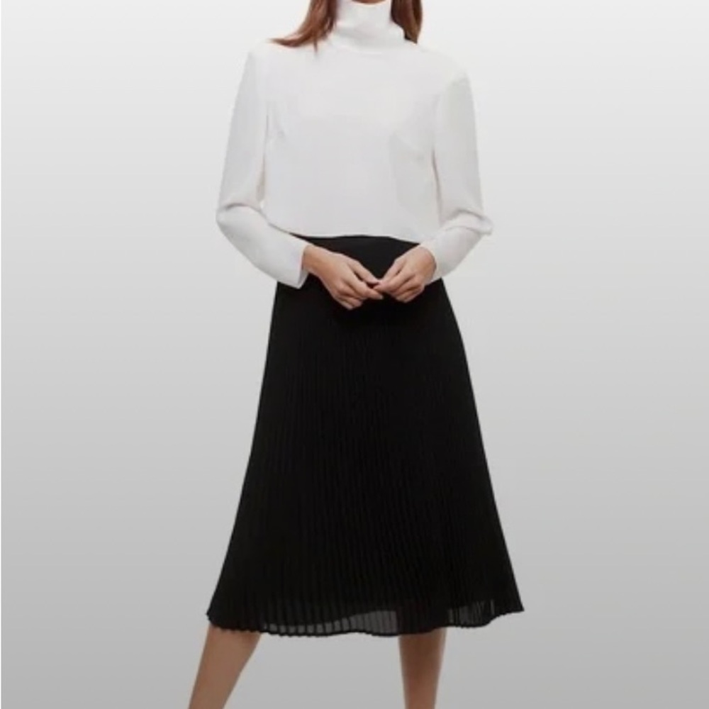 Babaton Black Pleated Midi Skirt